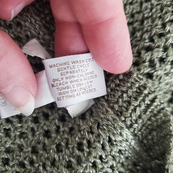 Chico's Womens Open Knit Pullover Sweater Size 2 US L Green Short Sleeve Beach - Picture 7 of 10